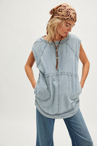 We The Free Madison Railroad Stripe Tunic At Free People In Classic Wash, Size: Medium