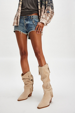 Faith Fringe Western Boots by Free People in White, Size: US 9
