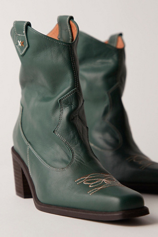 Wandering Western Boots by Free People in Teal Leather, Size: US 8