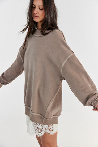 We The Free Palm Springs Crew Neck Sweatshirt Pullover at Free People in Brown, Size: XL - Crew Neck