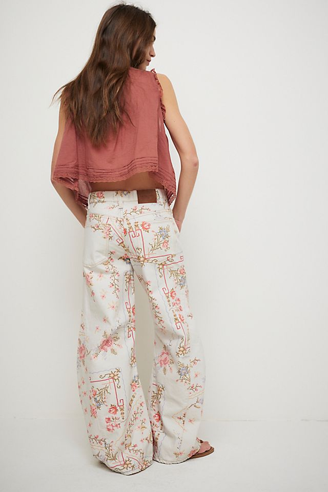 Eden Printed High Slouchy Jeans | Ivory Combo Cross Stitch Eden Printed High Slouchy Jeans | Ivory Combo Cross Stitch