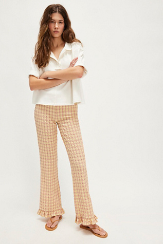 Frida Ruffle Pants At Free People In Peach Combo, Size: Small