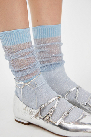 Glitter Dance Socks By High Heel Jungle At Free People In Blue