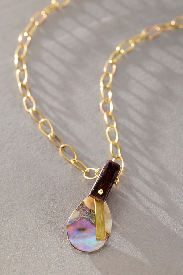 Eric Silva Wood Abalone Necklace #1