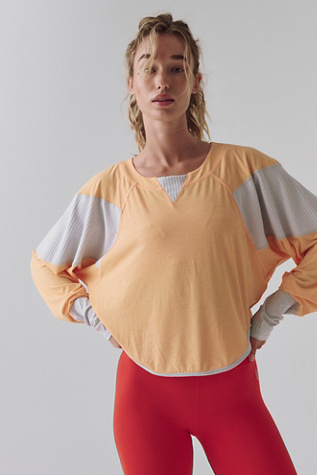 Spotlight Long Sleeve Layer by FP Movement at Free People, Light Papaya Combo, L