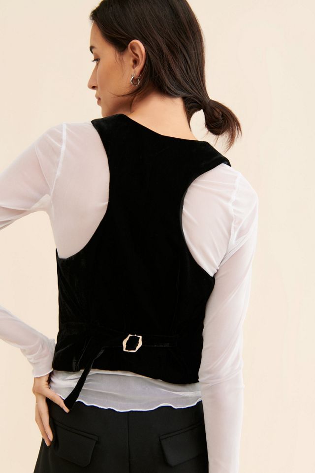 Libby Cropped Velvet Vest #1