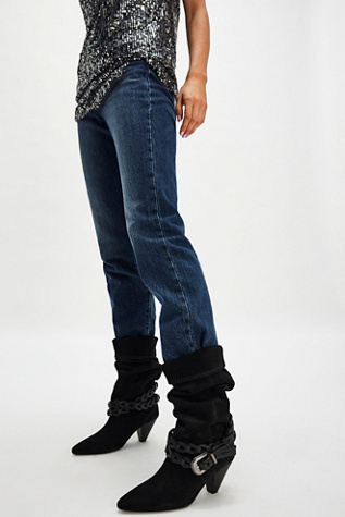 Bridget Belt Slouch Boots by Free People in Black, Size: US 8.5