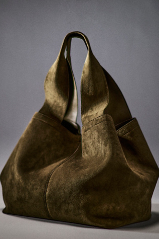 Blair Reversible Vegan Suede Tote At Free People In Olive