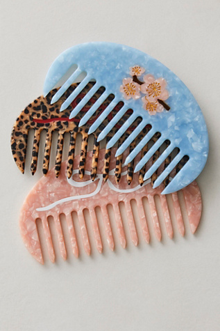 Hand-Painted Ballet Bow Gua Sha Treatment Hair Comb By Solar Eclipse At Free People In Cherry Blossom