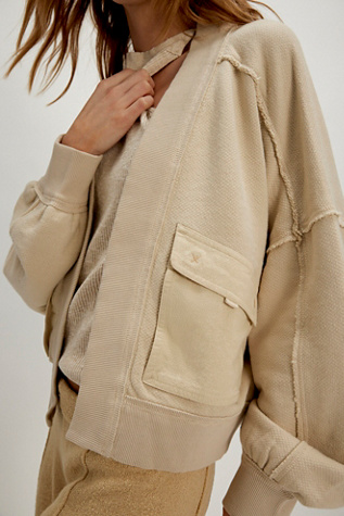 We The Free Lou Day Cardi at Free People in Tan, Size: XL