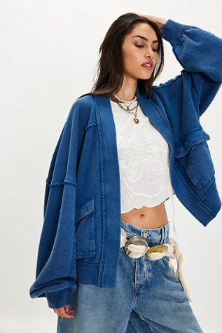 We The Free Lou Day Cardi at Free People in Blue, Size: S