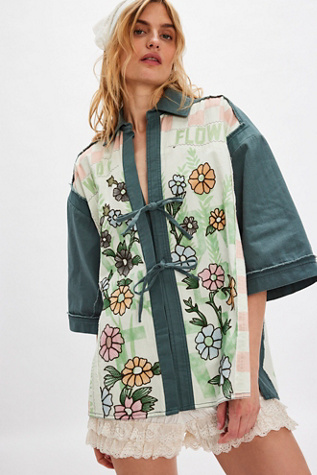 We The Free Pressed In Flowers Kimono At Free People In Garden Combo, Size: XL