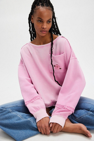 Golden Hour Sweatshirt At Free People In Pink Frosting, Size: XL