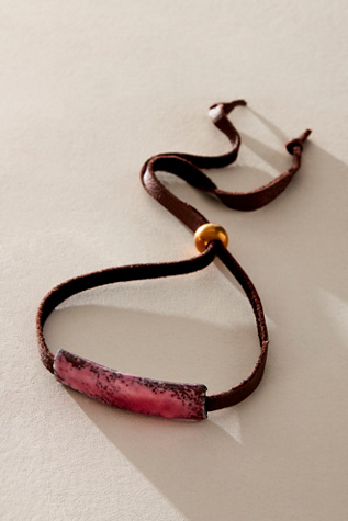 Женский браслет Michelle DaRin Copper And Leather, цвет: Розовый / Коричневый замшевый — фото 2