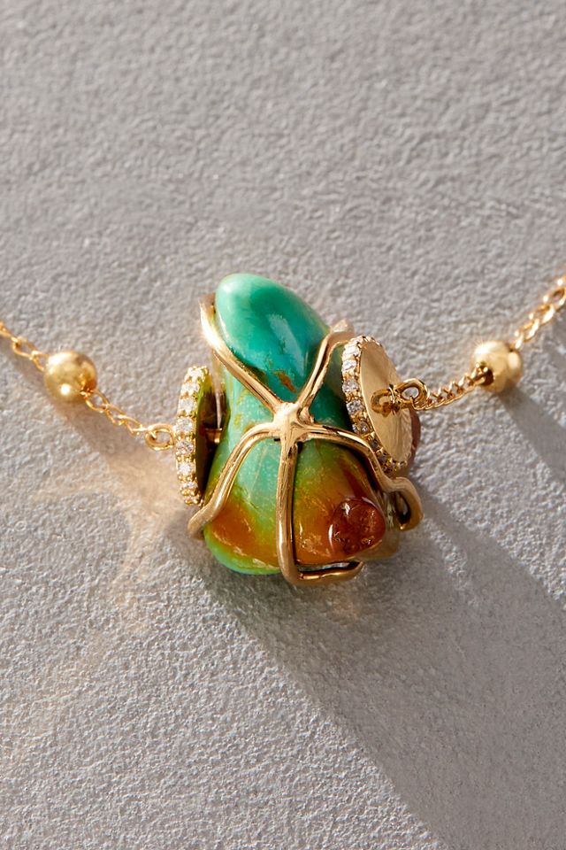 BaYou Single Turquoise and Diamond Necklace #2