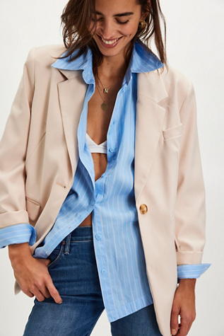 Paper Cut Blazer Jacket At Free People In Brazilian Sand, Size: XL