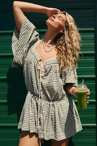 County Line Plaid Romper at Free People in Green, Size: S