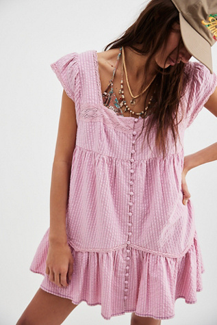 Alessia Mini Dress At Free People In Pink Combo, Size: Medium