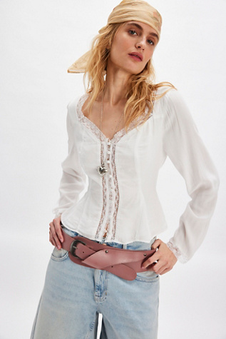 Leylah Lace Blouse At Free People In Clean Ivory, Size: Small