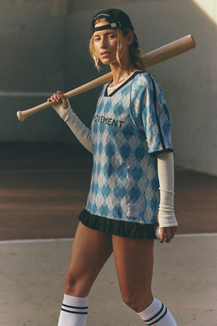 Baseline Printed Tee by FP Movement at Free People, Argyle Light Blue Combo, S