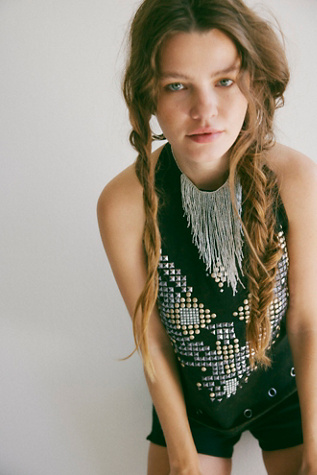 Amira Choker Necklace par Free People en Silver Beads, pour femme