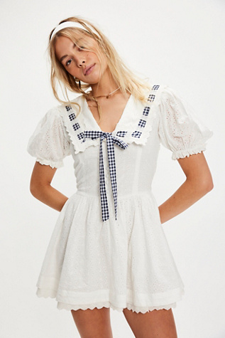 For Love & Lemons Ruby Ribbon Mini Dress at Free People in White, Size: S