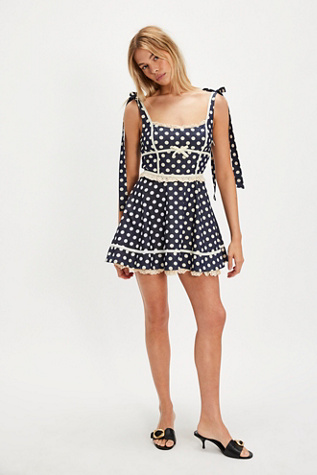 For Love & Lemons Dolly Denim Dot Mini Dres
