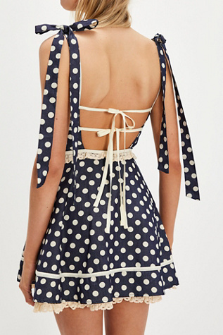 For Love & Lemons Dolly Denim Dot Mini Dres