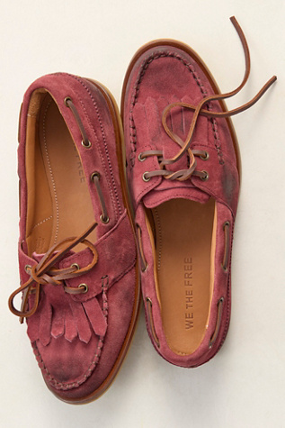 We The Free Benny Boat Shoes at Free People in Wine, Size: US 7