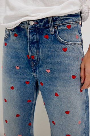 We The Free Deep Trance Embroidered Dropped Boyfriend Jeans at Free People in Medium Wash, Size: 27