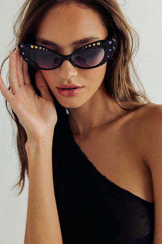 Anna Sui Pearl Wing Oversized Sunglasses at Free People in Black