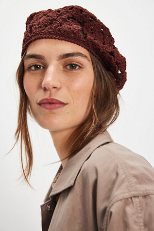 Crochet Beret by Hansel From Basel at Free People in Brown