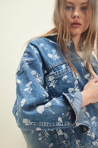 We The Free Opal Swing Floral-Printed Denim Jacket At Free People In Fallen Daisy, Size: Small