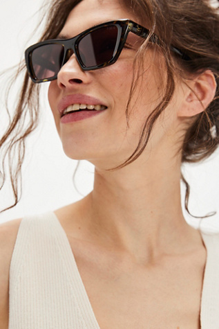 Cate Polarized Cat Eye Sunglasses by Free People in Brown