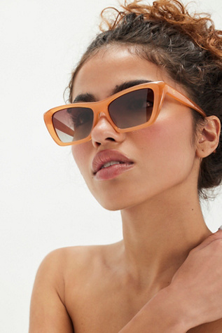 Cate Polarized Cat Eye Sunglasses by Free People in Orange