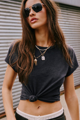 Piper Polarized Aviator Sunglasses at Free People in Gold/Smoke