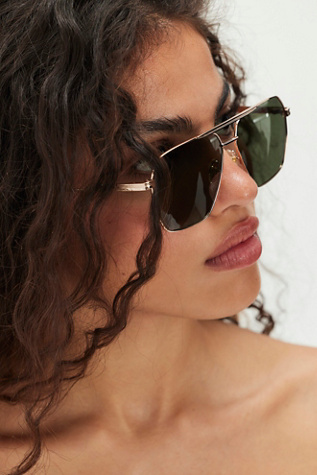 Piper Polarized Aviator Sunglasses at Free People in Gold/Green