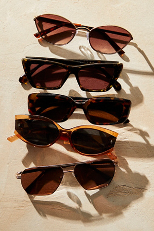 Piper Polarized Aviator Sunglasses by Free People in Gold