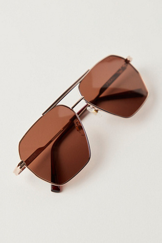 Piper Polarized Aviator Sunglasses At Free People In Gold/Brown