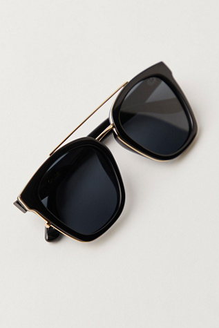 Chloe Polarized Aviator Sunglasses by Free People in Black