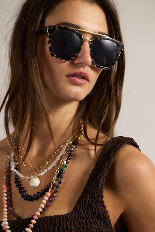 Chloe Polarized Aviator Sunglasses by Free People in Black