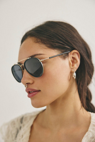 Tatum Polarized Aviator Sunglasses at Free People in Black