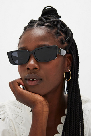 Miley Polarized Rectangle Sunglasses by Free People in Black