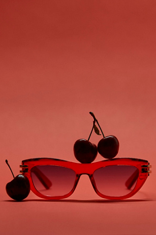 Bombshell Embellished Cat-Eye Sunglasses by Free People in Red