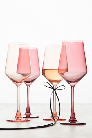 Colored Wine Glasses, Set of 4 at Free People in Berry Babe