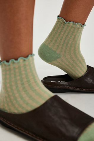 Posh Picnic Ruffle Socks by Free People in Green
