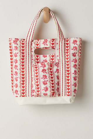 Printed Mini Caravan Tote At Free People In Red Heart