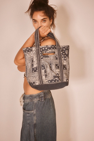 Printed Mini Caravan Tote At Free People In Bandana Blue