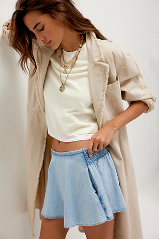We The Free Paradise Found Denim Skort at Free People in Light Wash, Size: XL