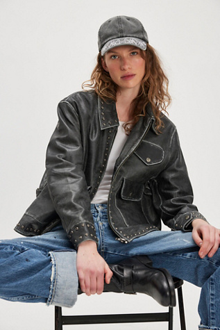 Found Studded Leather Jacket | Free People